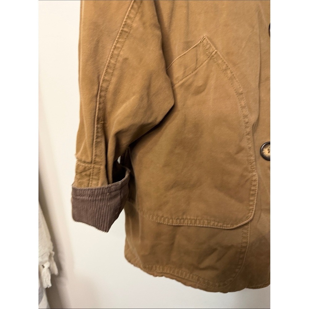 American Eagle Outfitters Men's Tan Canvas Field Jacket with Corduroy Collar - Picture 3 of 7